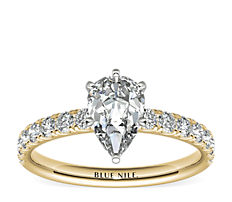 Scalloped Pavé Diamond Engagement Ring in 18k Yellow Gold (3/8 ct. tw.)